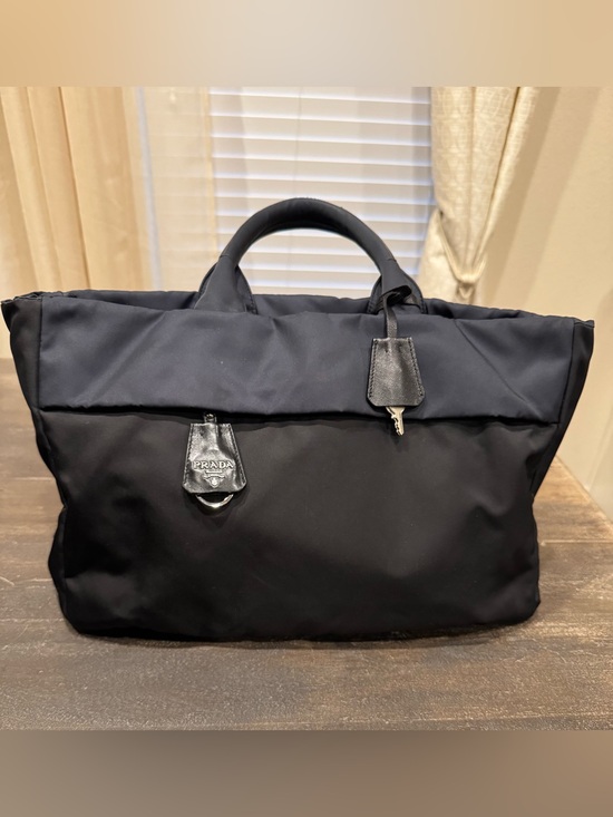 Prada Handbags - PRADA Tessuto Nylon Line - Black and Blue  LGE/ X- Large Tote Handbag